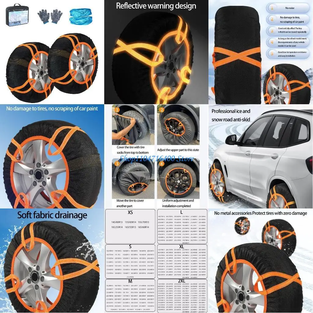 y1gd Pack of 2 Snow Traction Aids Low Noise Tire Covers for Winter Road Safety Use
y1gd Pack of 2 Snow Traction Aids Low Noise Tire Covers for Winter Road Safety Use