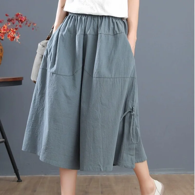 New Summer Wide Pants Cotton Long Pants Women's Short Skirt Fashion High Waist Lace Up Lantern Pants 2023 Loose Women's Capris
New Summer Wide Pants Cotton Long Pants Women's Short Skirt Fashion High Waist Lace Up Lantern Pants 2023 Loose Women's Capris