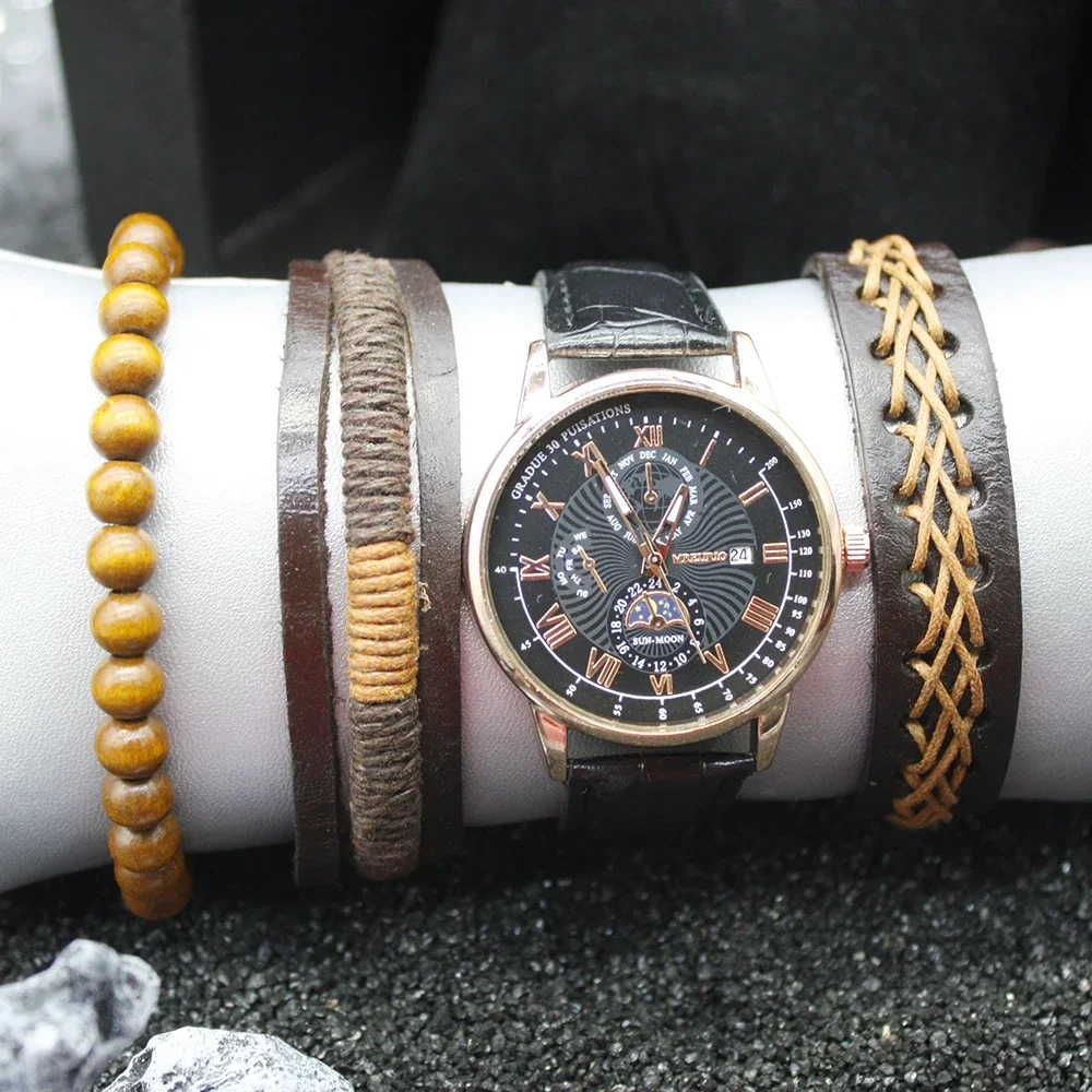 5pcs Set Multifunctional Calendar Belt Quartz Watch Bracelet Gold Digital Simple Student for Student Include Bracelet Box
5pcs Set Multifunctional Calendar Belt Quartz Watch Bracelet Gold Digital Simple Student for Student Include Bracelet Box