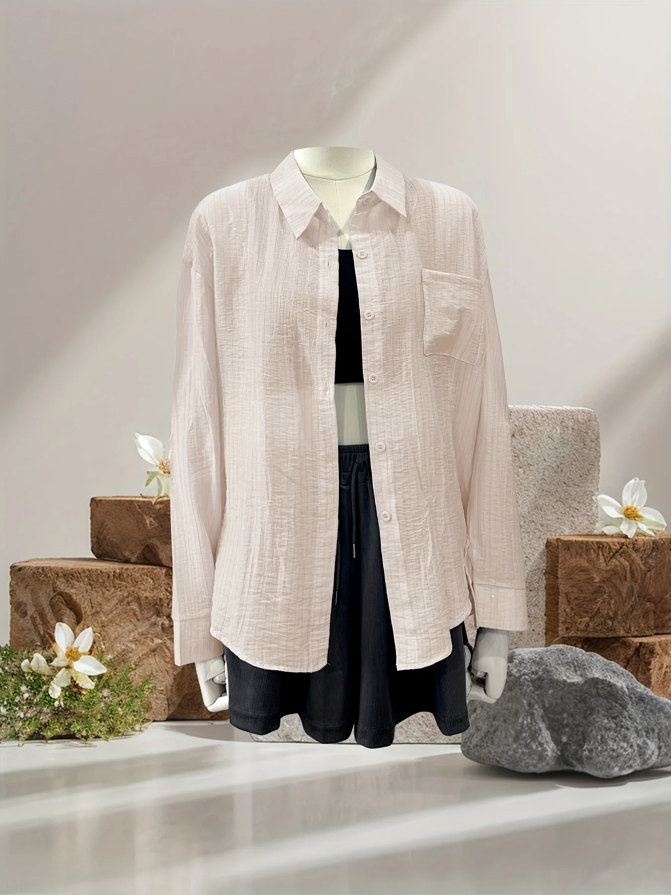 Women's Semi-Transparent Long Sleeve Shirt
Women's Semi-Transparent Long Sleeve Shirt