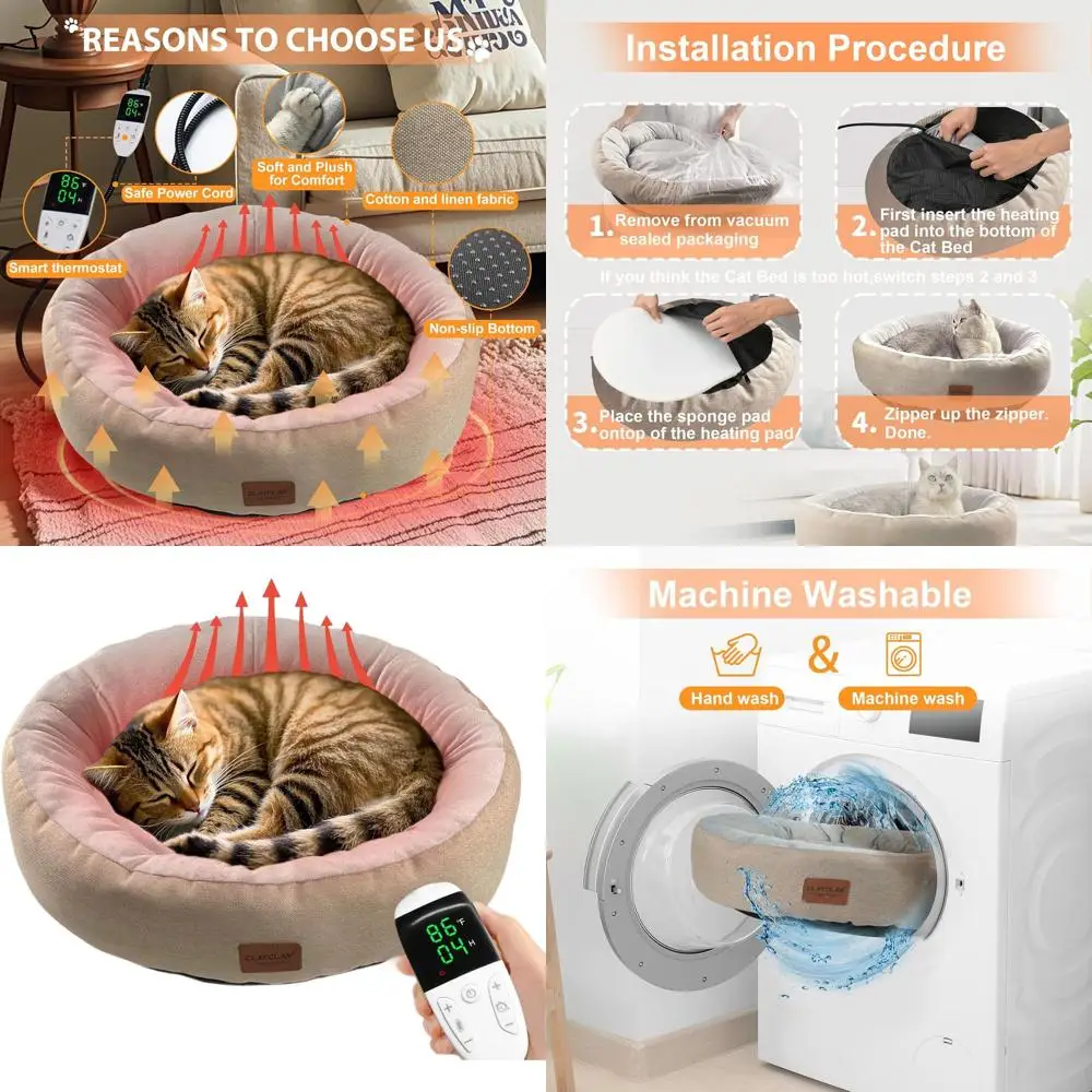 20 Indoor Cat Bed: Cozy, Washable with Timer, Adjustable Temp, Non-Slip, Removable, Waterproof Heating Pad
20 Indoor Cat Bed: Cozy, Washable with Timer, Adjustable Temp, Non-Slip, Removable, Waterproof Heating Pad