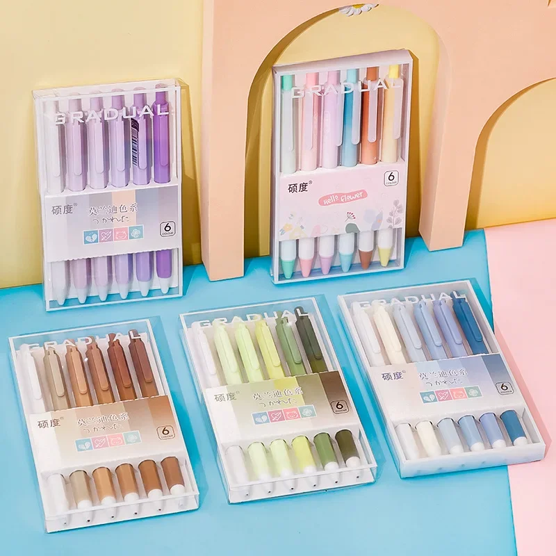 6Pcs/Box Cute Morandi Neutral Pen Gradient Color Gel Pens School Stationery Signature Pen 0.5mm Black Ink ST Nib Office Supplies
6Pcs/Box Cute Morandi Neutral Pen Gradient Color Gel Pens School Stationery Signature Pen 0.5mm Black Ink ST Nib Office Supplies