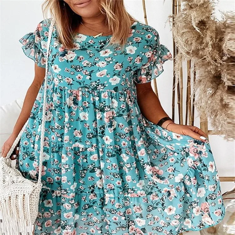 Women's Casual Loose Floral Print Tiered Midi Dress Short Sleeve Crew Neck Bohemian Dress Versatile 2026 Summer Beach Wear
Women's Casual Loose Floral Print Tiered Midi Dress Short Sleeve Crew Neck Bohemian Dress Versatile 2026 Summer Beach Wear
