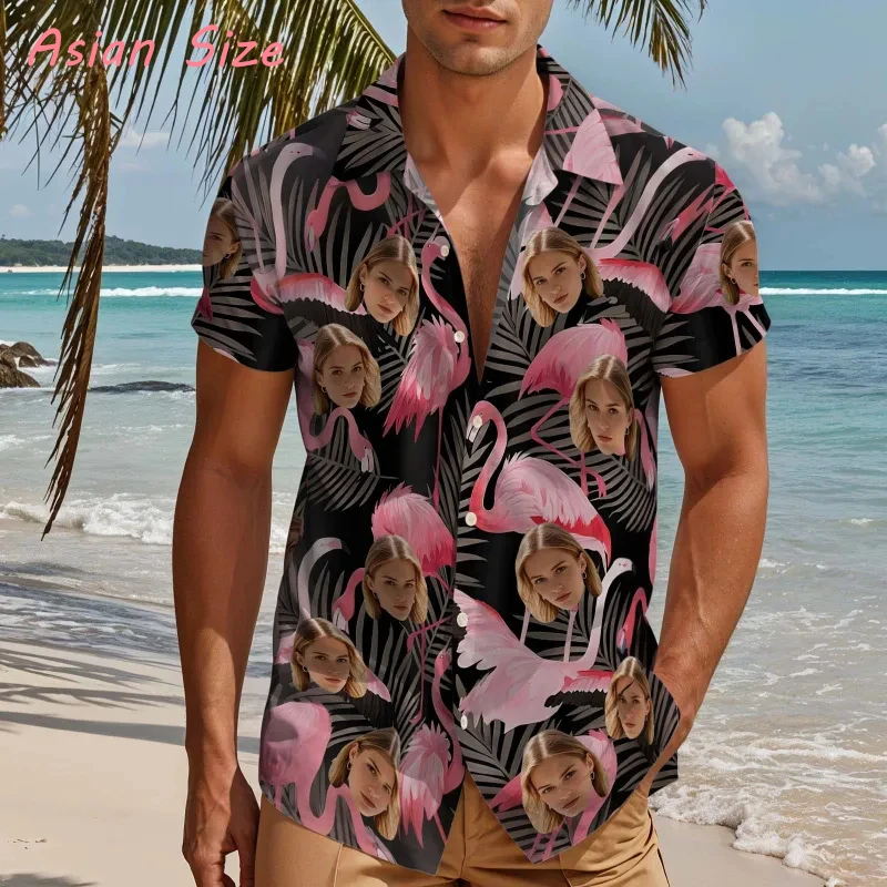 Face Photo Tropical Plants Shirts For Men Clothing Custom 3D Print Hawaii Beach Shirt Y2k Clothes Lapel Short Sleeve Blouse Tops
Face Photo Tropical Plants Shirts For Men Clothing Custom 3D Print Hawaii Beach Shirt Y2k Clothes Lapel Short Sleeve Blouse Tops