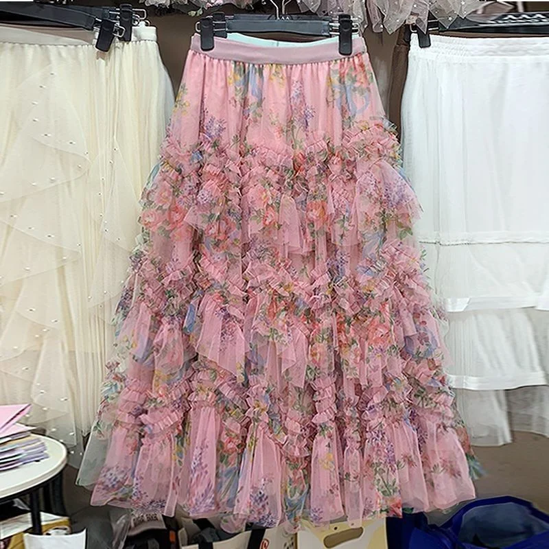 Elegant Oversized Cake Skirt with Irregular Printed Tulle 4-Piece Splicing Super Fairy Half-length Women's Casual Skirt
Elegant Oversized Cake Skirt with Irregular Printed Tulle 4-Piece Splicing Super Fairy Half-length Women's Casual Skirt