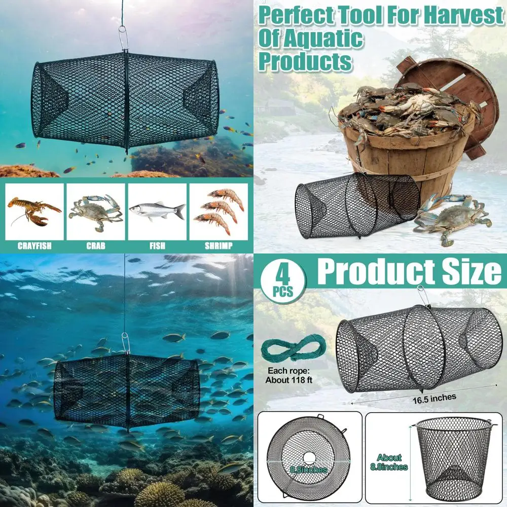 4 Set Minnow Trap Crawfish Trap with Closure Spring Clip and 4 Pcs Hand Ropes Fishing Trap for Crayfish Crawdad Lobster Crab Bai
4 Set Minnow Trap Crawfish Trap with Closure Spring Clip and 4 Pcs Hand Ropes Fishing Trap for Crayfish Crawdad Lobster Crab Bai