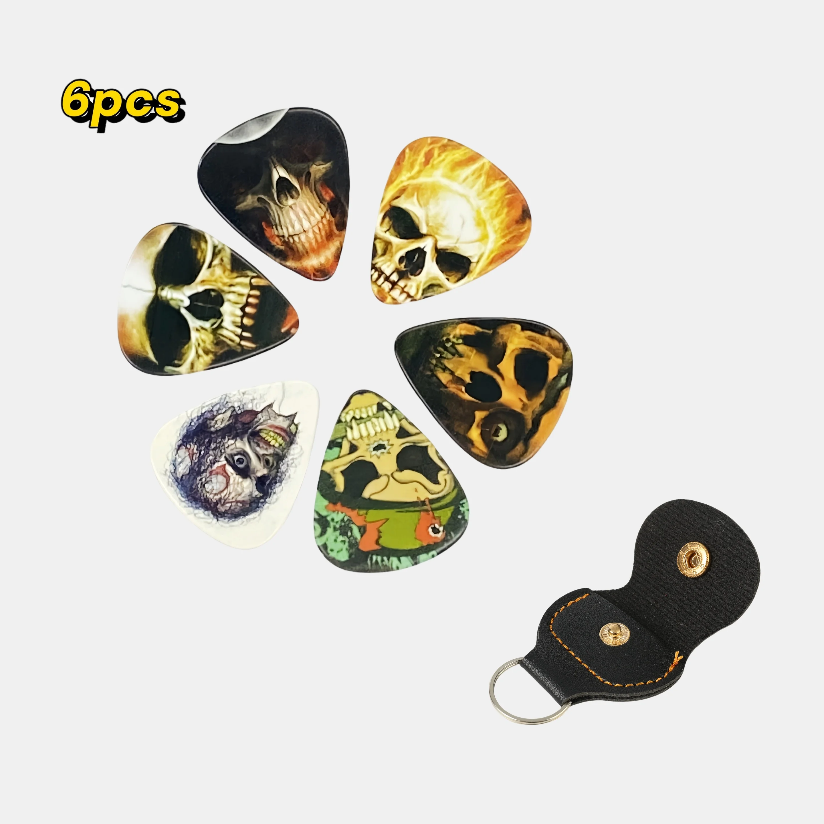 6 Skull Pattern Guitar Picks Folk Acoustic Guitar Gothic Picks Finger Picks Ukulele Electric Guitar Picks with Picks Bag for you
6 Skull Pattern Guitar Picks Folk Acoustic Guitar Gothic Picks Finger Picks Ukulele Electric Guitar Picks with Picks Bag for you