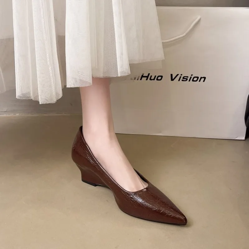 2026 High Heels Pointed Toe Pumps Women Sexy Solid Color Wedge Heels Slip On Shallow Pumps Silver Yellow Dress Shoes
2026 High Heels Pointed Toe Pumps Women Sexy Solid Color Wedge Heels Slip On Shallow Pumps Silver Yellow Dress Shoes