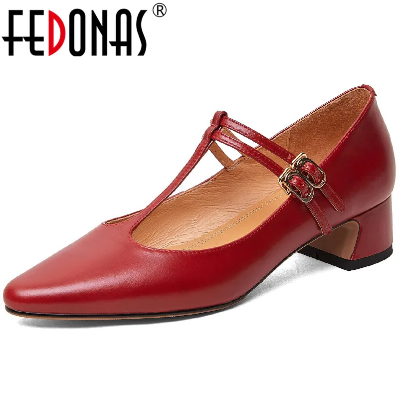 FEDONAS High Quality Women Genuine Leather Pumps Spring Summer Vintage T-Strap Office Ladies Thick Heels Pointed Toe Shoes Woman
FEDONAS High Quality Women Genuine Leather Pumps Spring Summer Vintage T-Strap Office Ladies Thick Heels Pointed Toe Shoes Woman