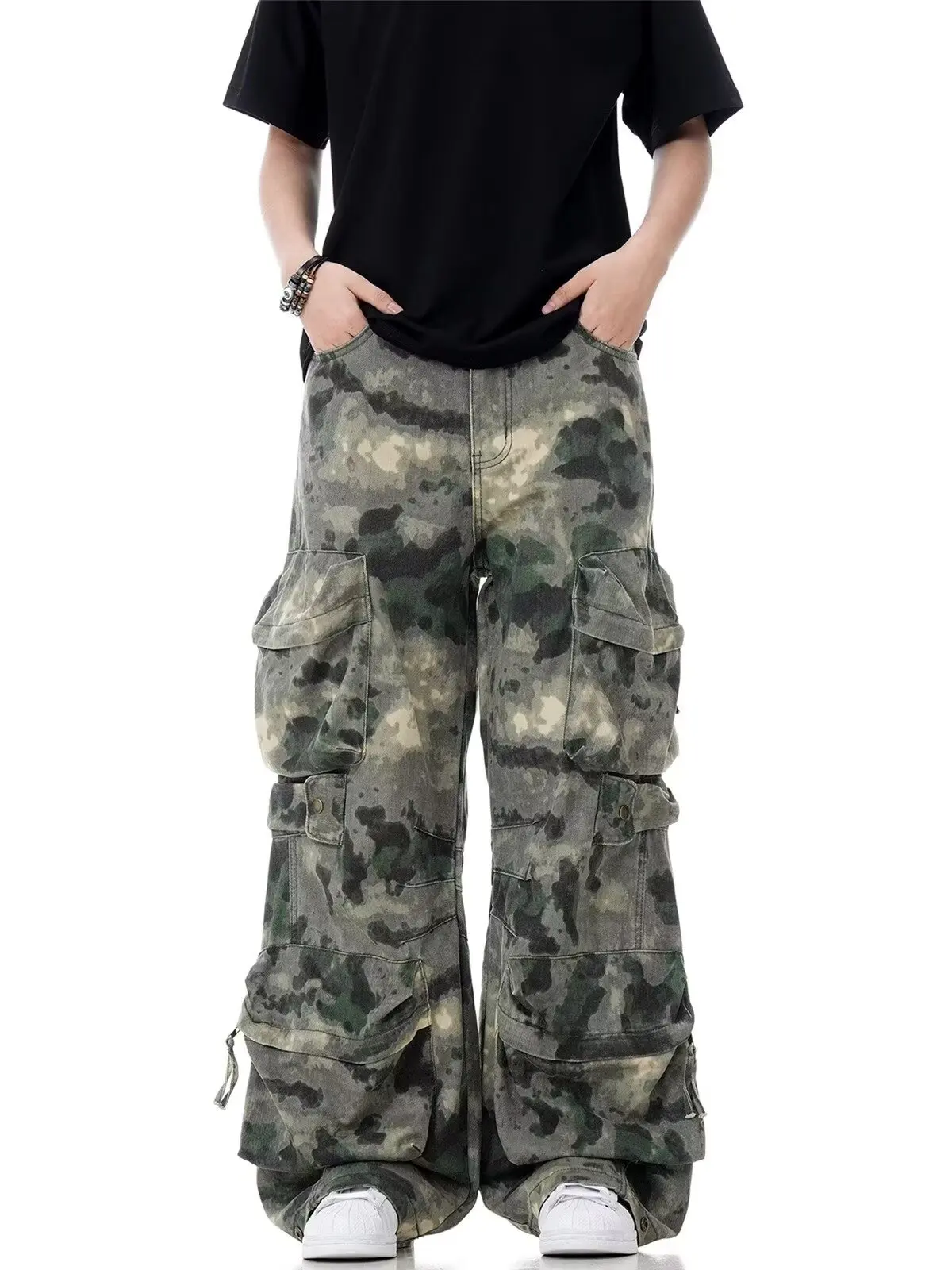 Camouflage Men's Wide Leg Pants High Street Three-dimensional Multi Pockets Tie Dye Cargo Trousers Y2K Casual Straight Pants
Camouflage Men's Wide Leg Pants High Street Three-dimensional Multi Pockets Tie Dye Cargo Trousers Y2K Casual Straight Pants