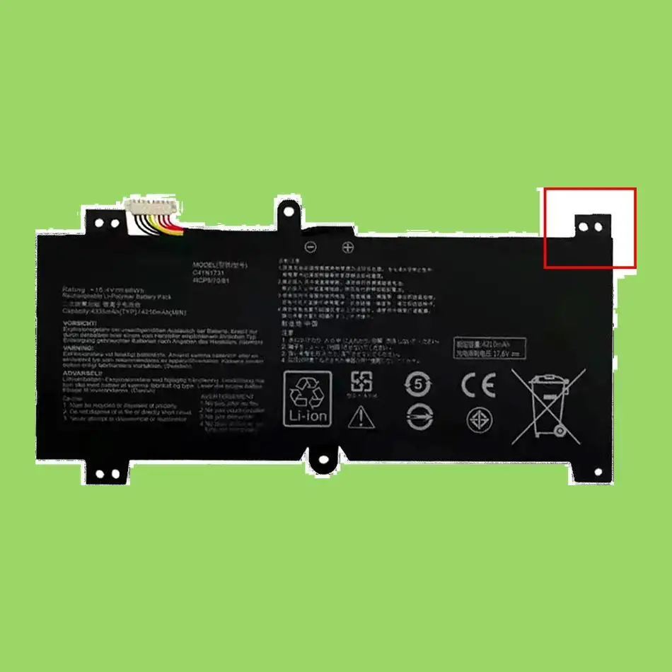 Прочный стабильный аккумулятор для ноутбука 4100 мАч для Asus Rog Strix Gl704 GL504GM GL504GW GL504GS G515GV GL704GM C41N1731, прямоугольный
Прочный стабильный аккумулятор для ноутбука 4100 мАч для Asus Rog Strix Gl704 GL504GM GL504GW GL504GS G515GV GL704GM C41N1731, прямоугольный