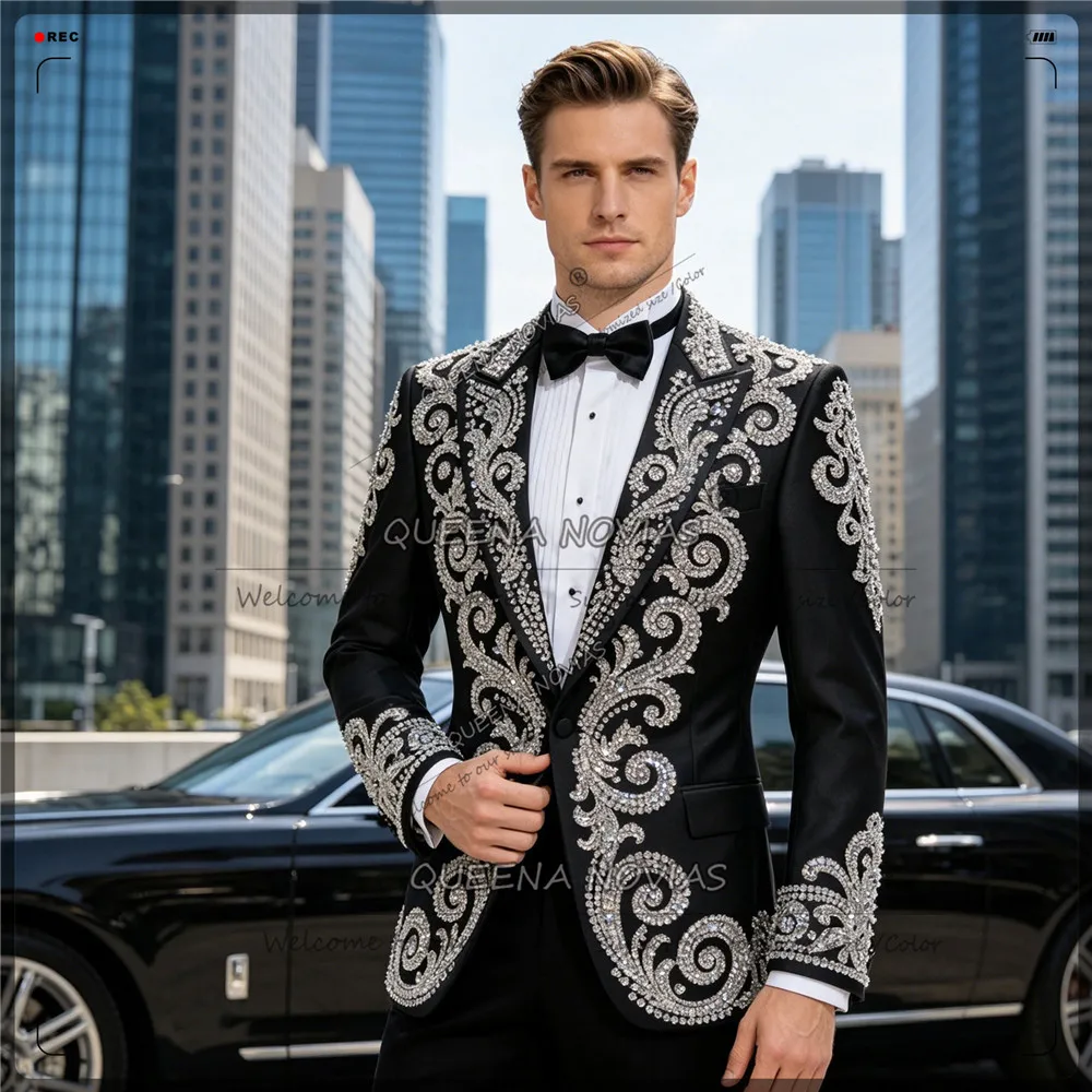 Customized Suit Men For Wedding Single Breasted Prom Blazer Outfits RhinestonesGroom Party Tuxedos Slim Fit trajes para hombre
Customized Suit Men For Wedding Single Breasted Prom Blazer Outfits RhinestonesGroom Party Tuxedos Slim Fit trajes para hombre