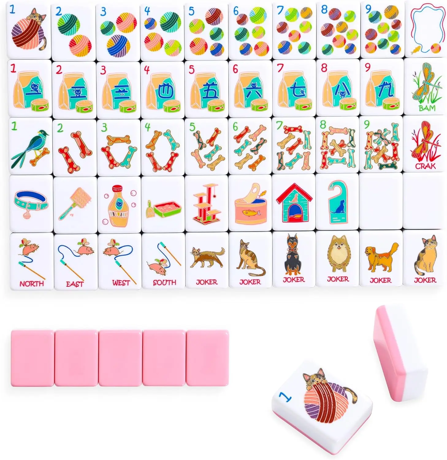 160 Pink Engraved American Mahjong Tiles Set with Bag & Accessories
160 Pink Engraved American Mahjong Tiles Set with Bag & Accessories