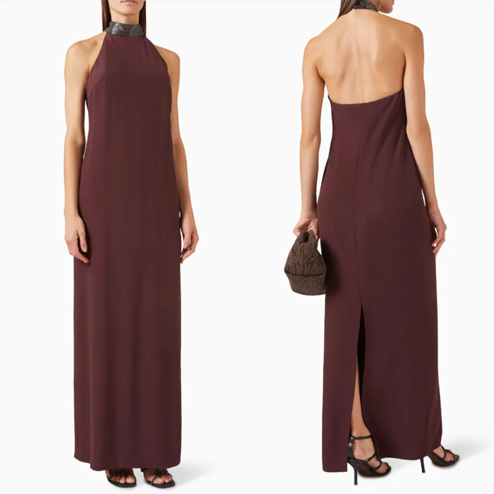 High Quality Customized Halter Ankle Length Sleeveless Women Backless Vestidos Elegantes Para Mujer Para Una Boda فساتين السهرة 
High Quality Customized Halter Ankle Length Sleeveless Women Backless Vestidos Elegantes Para Mujer Para Una Boda فساتين السهرة