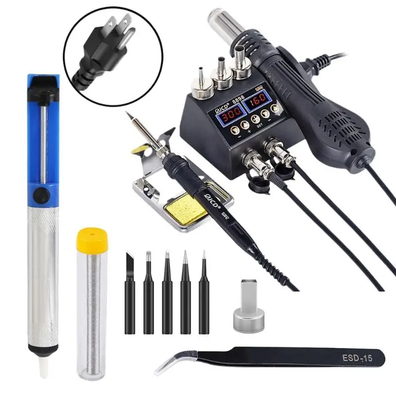 2 in 1 Hot Air Welding LCD Digital Display Welding Rework Station for Cellphone BGA IC Repair Soldering Iron Station D2RD
2 in 1 Hot Air Welding LCD Digital Display Welding Rework Station for Cellphone BGA IC Repair Soldering Iron Station D2RD