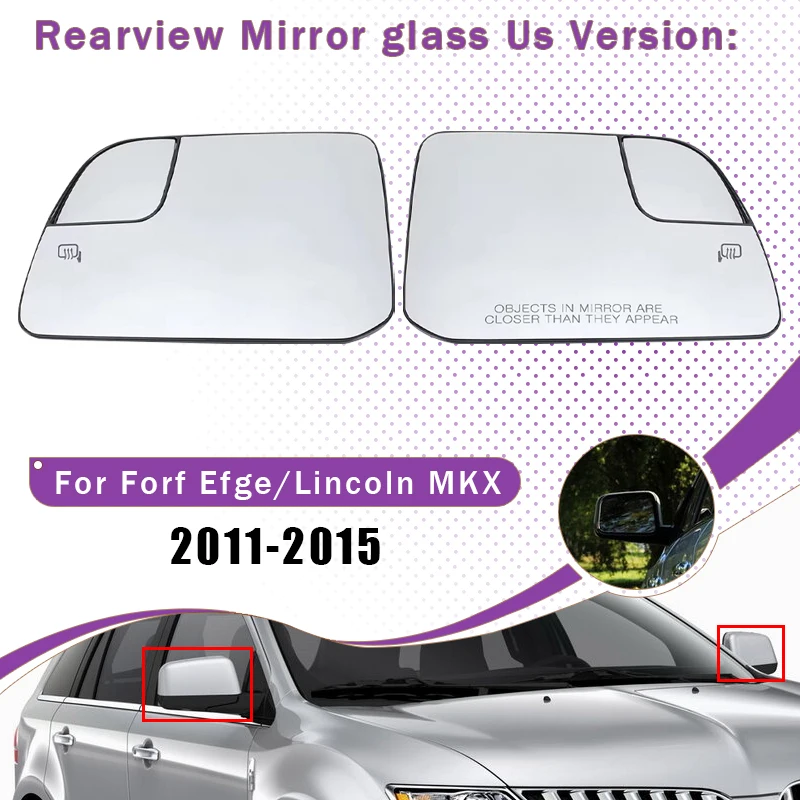 Glass rear view mirror with heating, left and right rear view mirror for Ford Edge Lincoln MKX 2011-2015, US version
Glass rear view mirror with heating, left and right rear view mirror for Ford Edge Lincoln MKX 2011-2015, US version