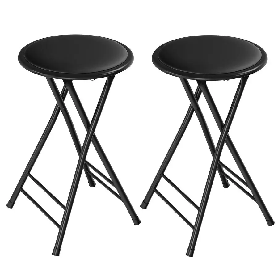 Set of 2 Counter Height Bar Stools 24Inch Backless Folding Chairs with 225lb Capacity for Kitchen, Rec Room, or Game Room Black
Set of 2 Counter Height Bar Stools 24Inch Backless Folding Chairs with 225lb Capacity for Kitchen, Rec Room, or Game Room Black