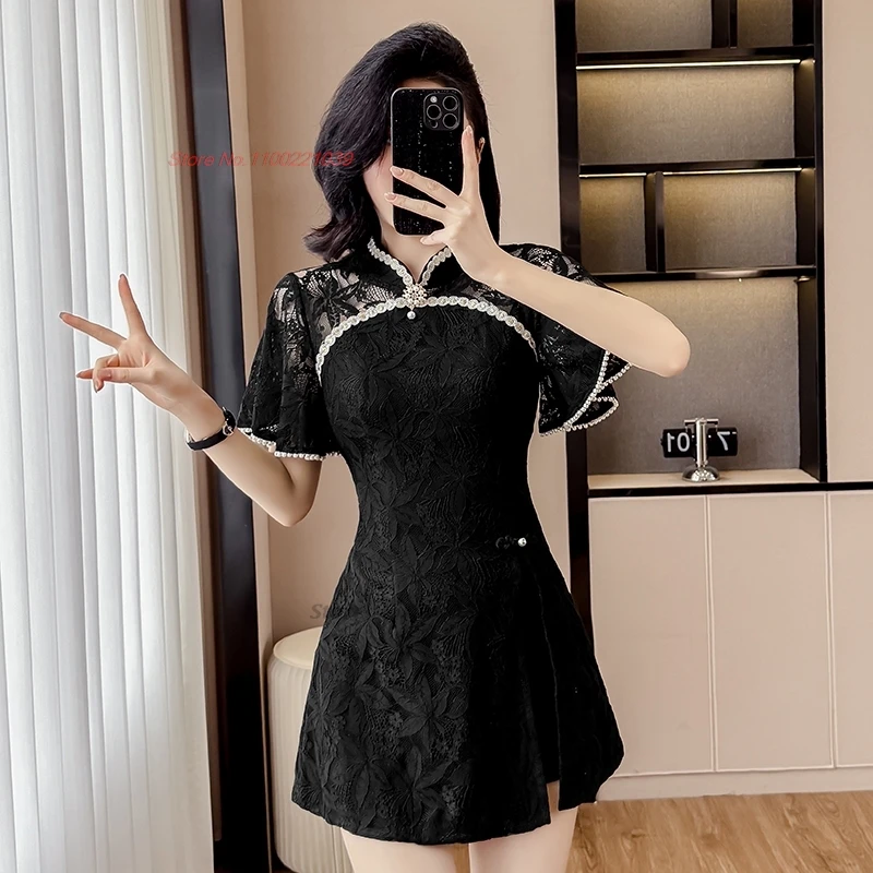 2025 chinese sexy qipao improved cheongsam dress+shorts lace flower nightclub dress qipao hotel spa work dress beauty uniform
2025 chinese sexy qipao improved cheongsam dress+shorts lace flower nightclub dress qipao hotel spa work dress beauty uniform