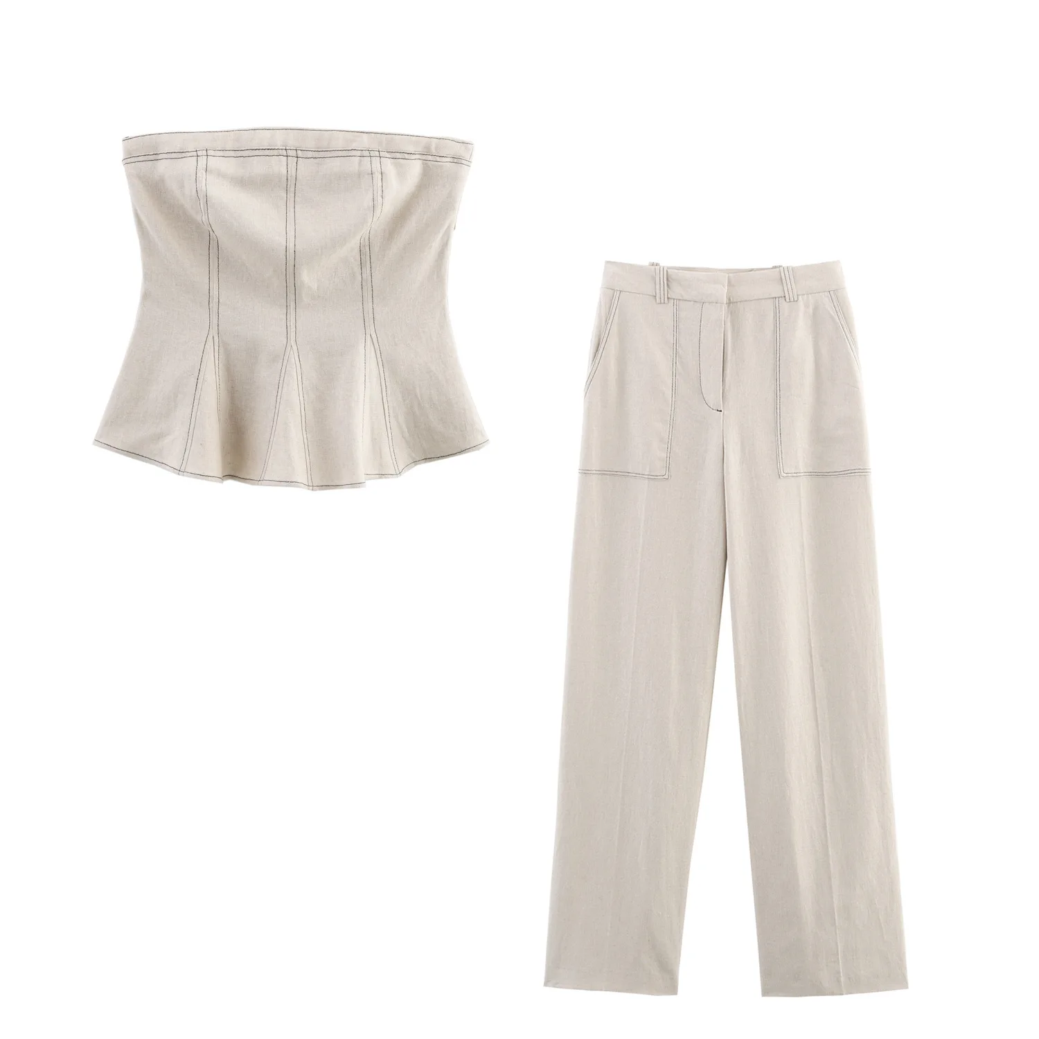 Contrast Stitching Linen Blended Top Vest + Trousers 2-piece Set 2025 Summer Women's Suit Fashion Street Casual Sexy Outfits
Contrast Stitching Linen Blended Top Vest + Trousers 2-piece Set 2025 Summer Women's Suit Fashion Street Casual Sexy Outfits
