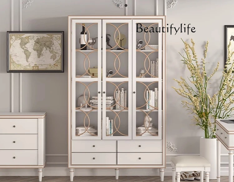 Solid wood American light luxury French cream wind dust custom wine cabinet living room study display bookcase
Solid wood American light luxury French cream wind dust custom wine cabinet living room study display bookcase