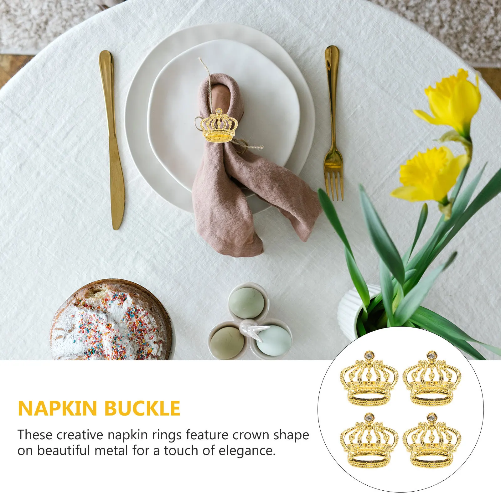 4Pcs Golden Metal Crown Napkin Rings Sparkling Rhinestone Napkin Buckles Decorative Table Setting Wedding Party
4Pcs Golden Metal Crown Napkin Rings Sparkling Rhinestone Napkin Buckles Decorative Table Setting Wedding Party