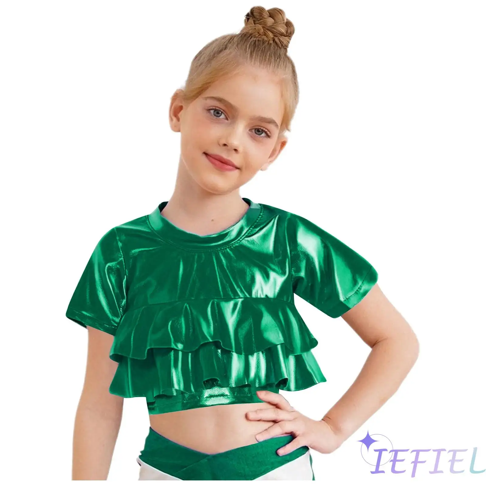 Kids Girls Dance Practice Shiny Tshirts Hip Hop Jazz Crew Neck Short Sleeve Crop Top Jazz Street Style Dance Costume
Kids Girls Dance Practice Shiny Tshirts Hip Hop Jazz Crew Neck Short Sleeve Crop Top Jazz Street Style Dance Costume