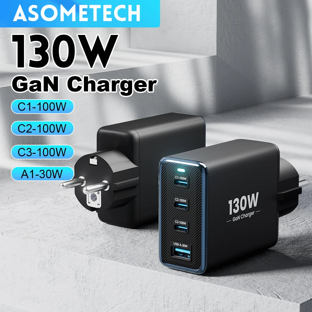 130W GaN USB Type C Charger 4 Port PD3.0 PPS Grounded Fast Charging For Laptop Tablet Samsung S25 iPhone 17 High speed charger
130W GaN USB Type C Charger 4 Port PD3.0 PPS Grounded Fast Charging For Laptop Tablet Samsung S25 iPhone 17 High speed charger