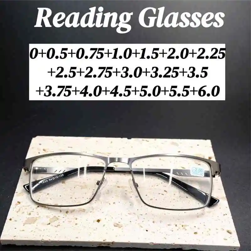 Retro Classic Metal Frame Reading Glasses Men Square Business Anti Blue Light Eyewear Luxury Brand Hyperopic Eyeglasses Diopter 
Retro Classic Metal Frame Reading Glasses Men Square Business Anti Blue Light Eyewear Luxury Brand Hyperopic Eyeglasses Diopter