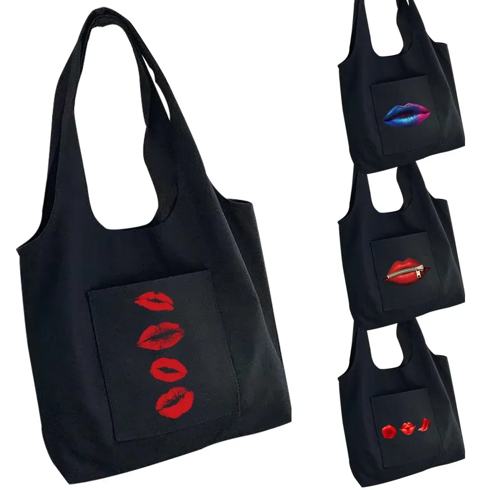 Canvas Bag Women Handbags Travel Large-capacity Pure Cotton Sexy Mouth Lips Printing Portable One-shoulder Shopper Tote Bag
Canvas Bag Women Handbags Travel Large-capacity Pure Cotton Sexy Mouth Lips Printing Portable One-shoulder Shopper Tote Bag