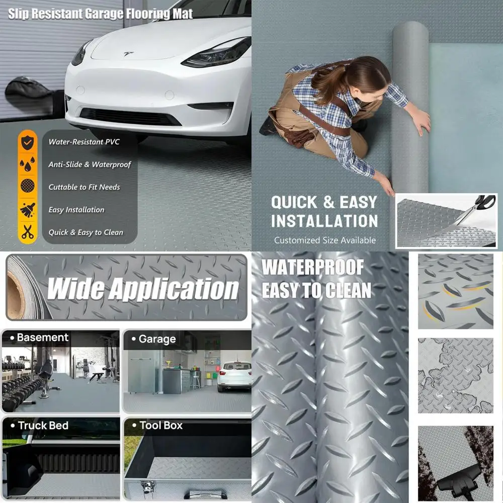 Thick PVC Garage Floor Mat, Heavy-Duty Waterproof Non-Slip Protector for Cars, Trailers, SUVs, Basements, Gyms (Gray) 3ft x 10ft
Thick PVC Garage Floor Mat, Heavy-Duty Waterproof Non-Slip Protector for Cars, Trailers, SUVs, Basements, Gyms (Gray) 3ft x 10ft