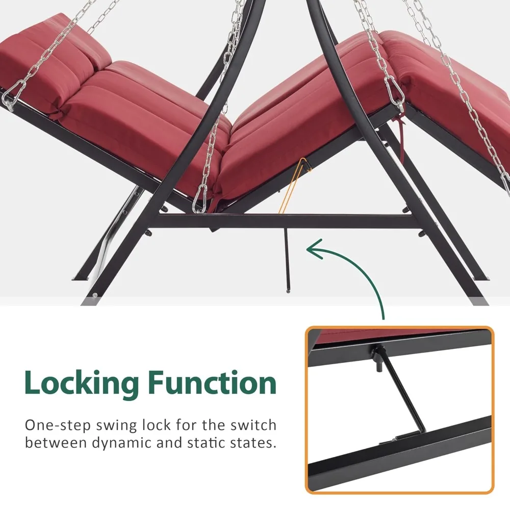 3-Seat Convertible Porch Swing for Various Postures, Reclining Outdoor Swing Chair with Chain Armrest, Patio Glider, Customized
3-Seat Convertible Porch Swing for Various Postures, Reclining Outdoor Swing Chair with Chain Armrest, Patio Glider, Customized