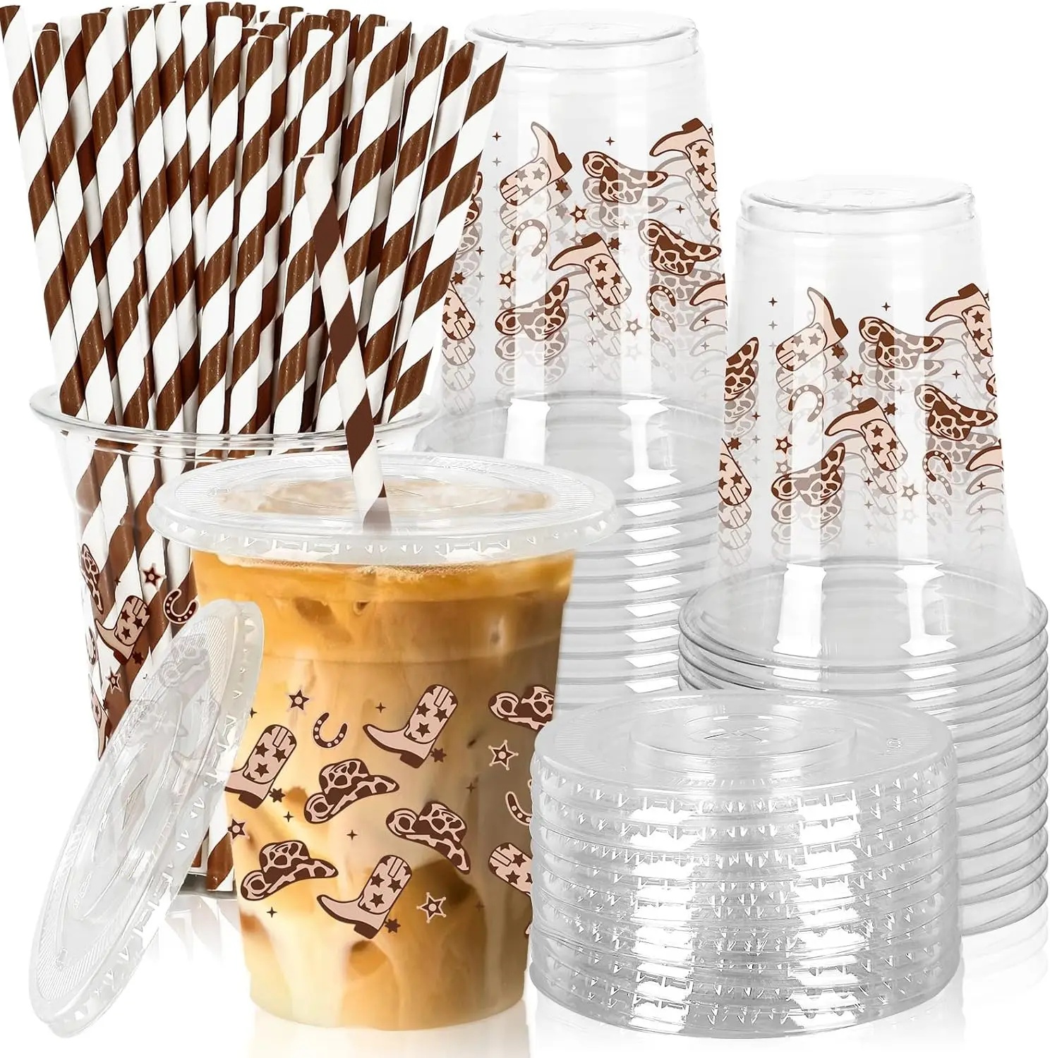 50Pcs Cowboy Plastic Cups with Lids and Straws Brown Western Cowboy Clear Plastic Cup 12oz Disposable Cup for Boho Prepp
50Pcs Cowboy Plastic Cups with Lids and Straws Brown Western Cowboy Clear Plastic Cup 12oz Disposable Cup for Boho Prepp