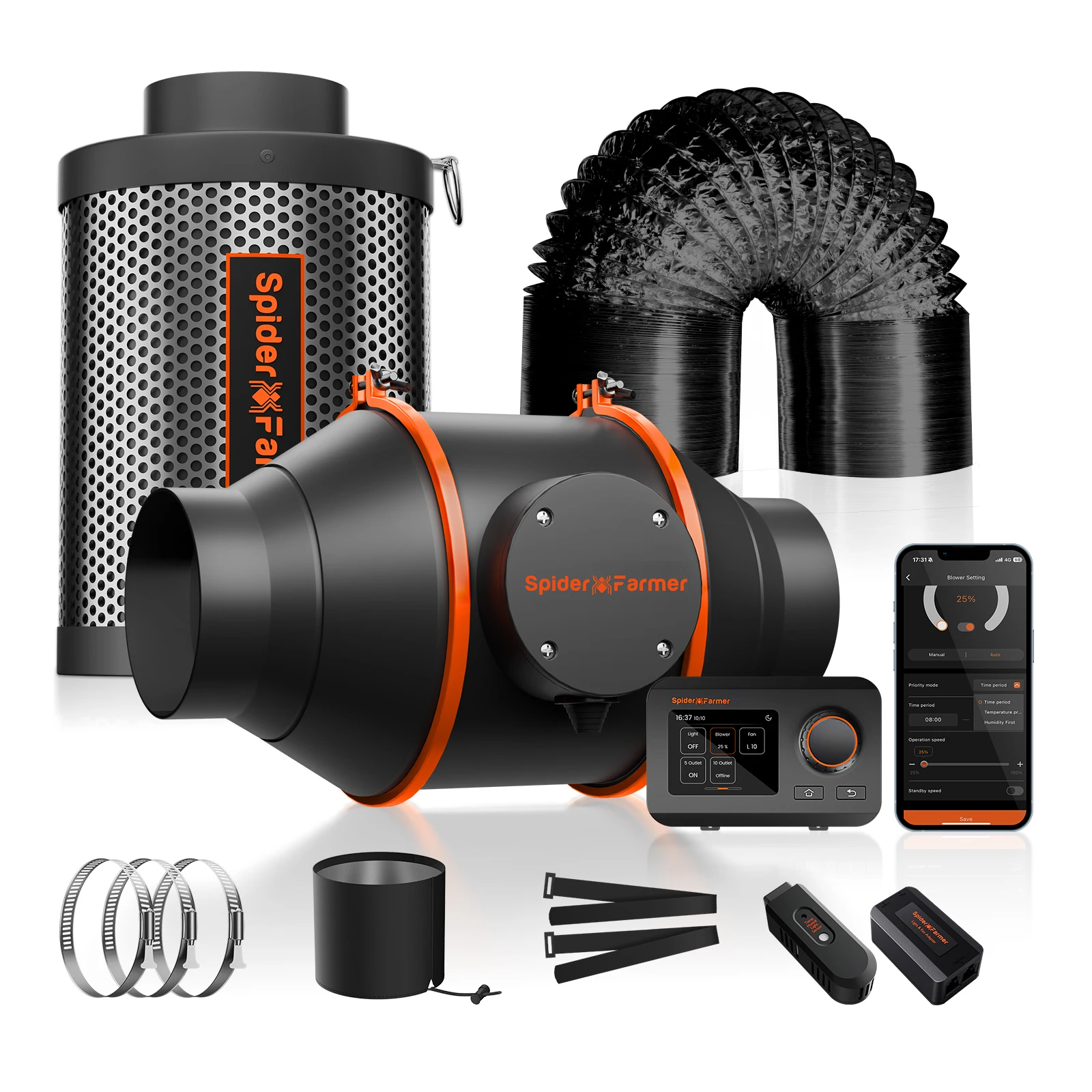 4 Inch App GGS Smart Control Carbon Filter and Ducting Combo Indoor Grow Ventilation Duct Fan Kit for Grow Tent
4 Inch App GGS Smart Control Carbon Filter and Ducting Combo Indoor Grow Ventilation Duct Fan Kit for Grow Tent