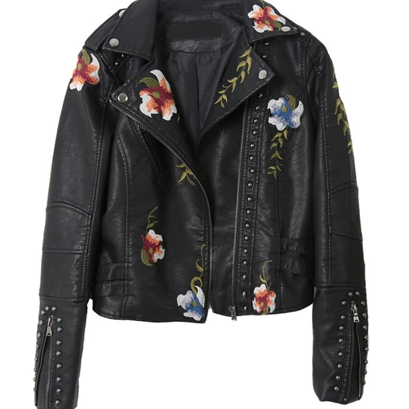 Fashion Embroidered rivet PU Jackets Women Hip Hop Crop Tops Motor Jacket Leather Jacket Vintage Coat Winter Woman Jacket
Fashion Embroidered rivet PU Jackets Women Hip Hop Crop Tops Motor Jacket Leather Jacket Vintage Coat Winter Woman Jacket