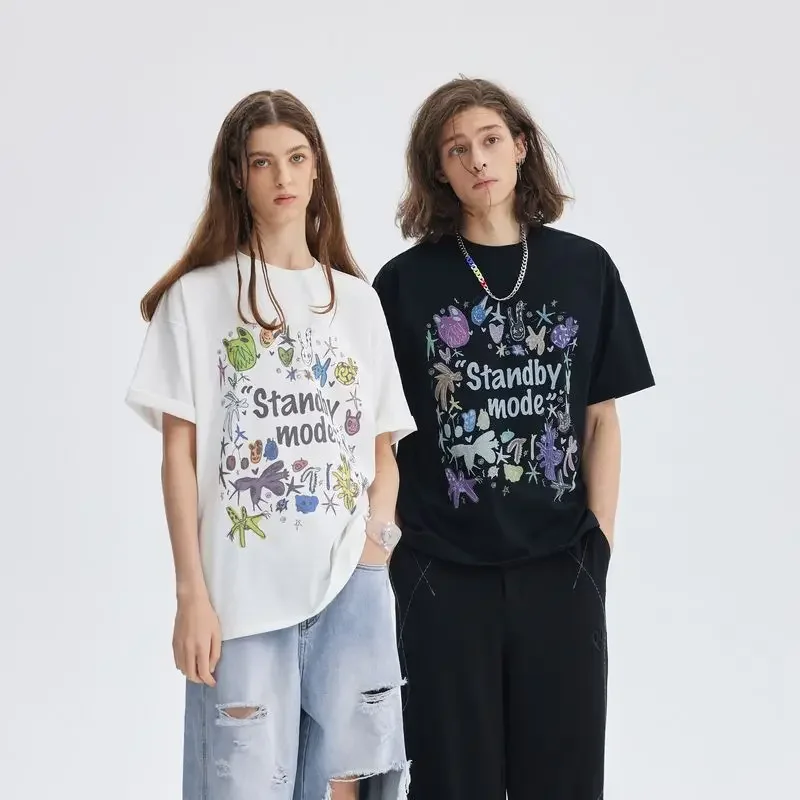 Южная Корея Standby Fashion Совершенно новая мужская и женская футболка с короткими рукавами и принтом граффити XME 2015119
Южная Корея Standby Fashion Совершенно новая мужская и женская футболка с короткими рукавами и принтом граффити XME 2015119