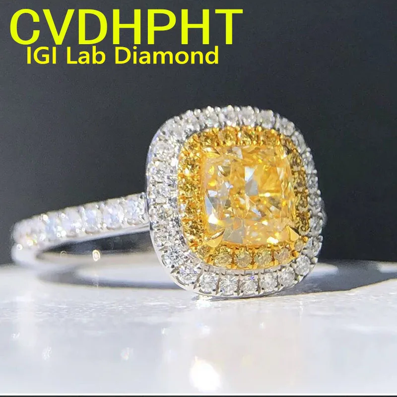 Solid 18K Gold Ring Lab Grown Yellow diamond 3 Ct Cushion Cut Ring Certified Engagement Rings Fine Jewelry for Wedding
Solid 18K Gold Ring Lab Grown Yellow diamond 3 Ct Cushion Cut Ring Certified Engagement Rings Fine Jewelry for Wedding 