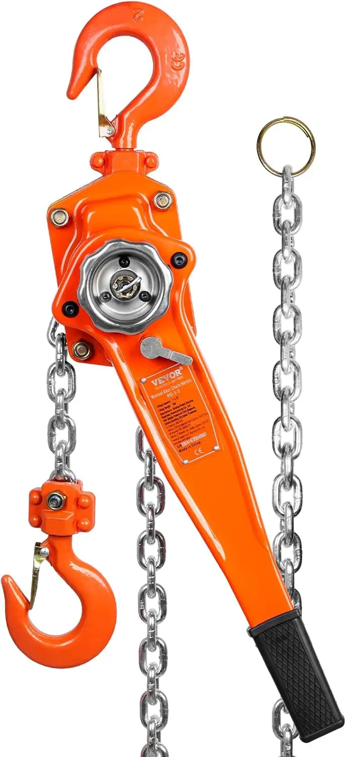 Manual Lever Chain Hoist, 1-1/2 Ton 3300 lbs Capacity 10 FT Come Along, G80 Galvanized Carbon Steel with Weston Double-Pawl
Manual Lever Chain Hoist, 1-1/2 Ton 3300 lbs Capacity 10 FT Come Along, G80 Galvanized Carbon Steel with Weston Double-Pawl