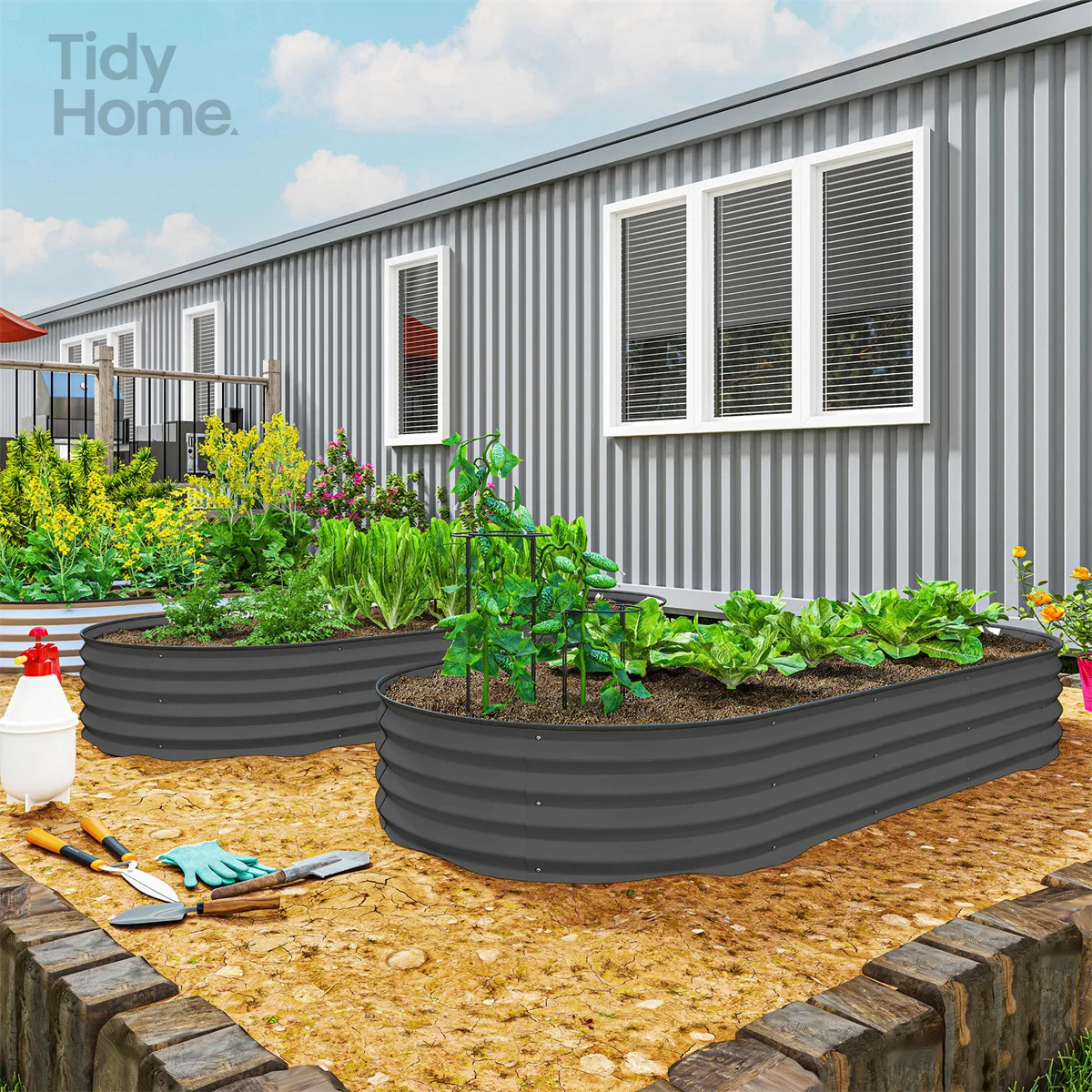 2PCS Galvanized Raised Garden Bed, 7' x 3' x 1' Raised Beds for Gardening with Plant Support Stakes, Rubber Strap Edging, Gray
2PCS Galvanized Raised Garden Bed, 7' x 3' x 1' Raised Beds for Gardening with Plant Support Stakes, Rubber Strap Edging, Gray