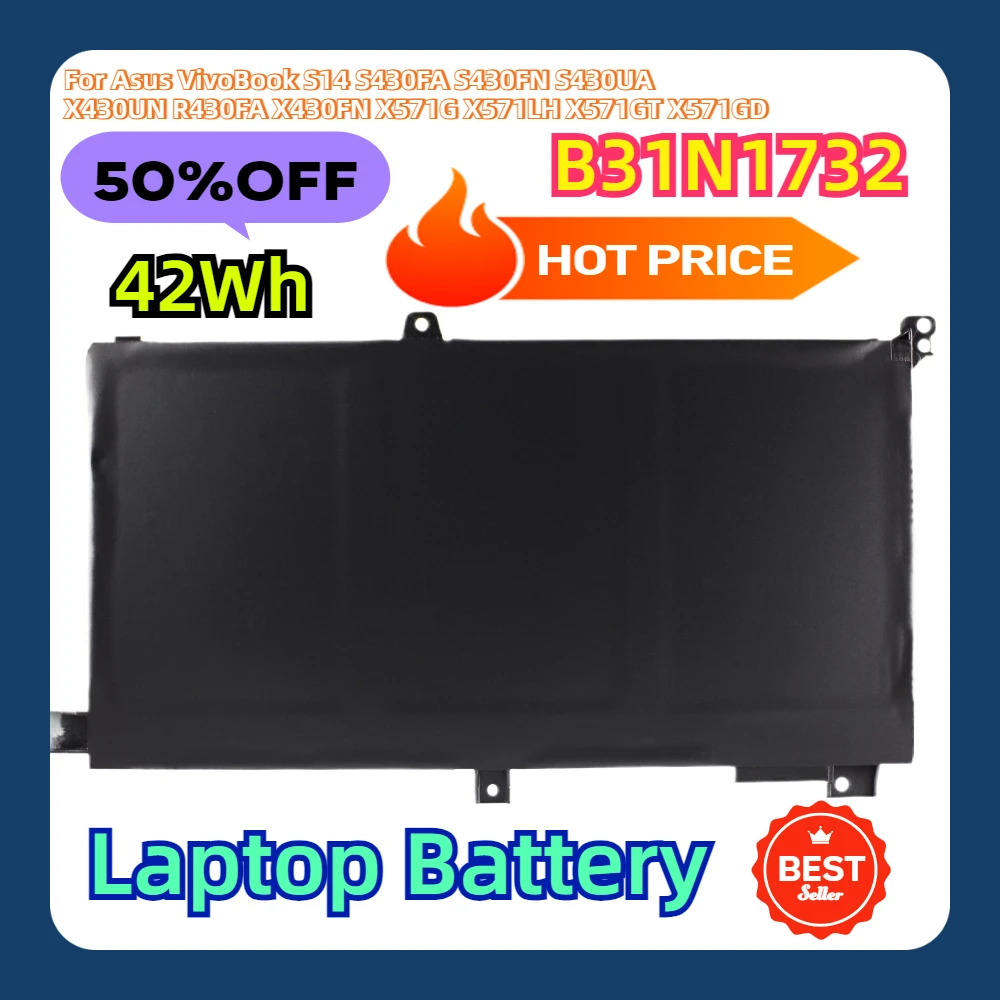 For Asus VivoBook S14 S430FA S430FN S430UA X430UN R430FA X430FN X571G X571LH X571GT X571GD 42Wh NEW B31N1732 Laptop Battery
For Asus VivoBook S14 S430FA S430FN S430UA X430UN R430FA X430FN X571G X571LH X571GT X571GD 42Wh NEW B31N1732 Laptop Battery