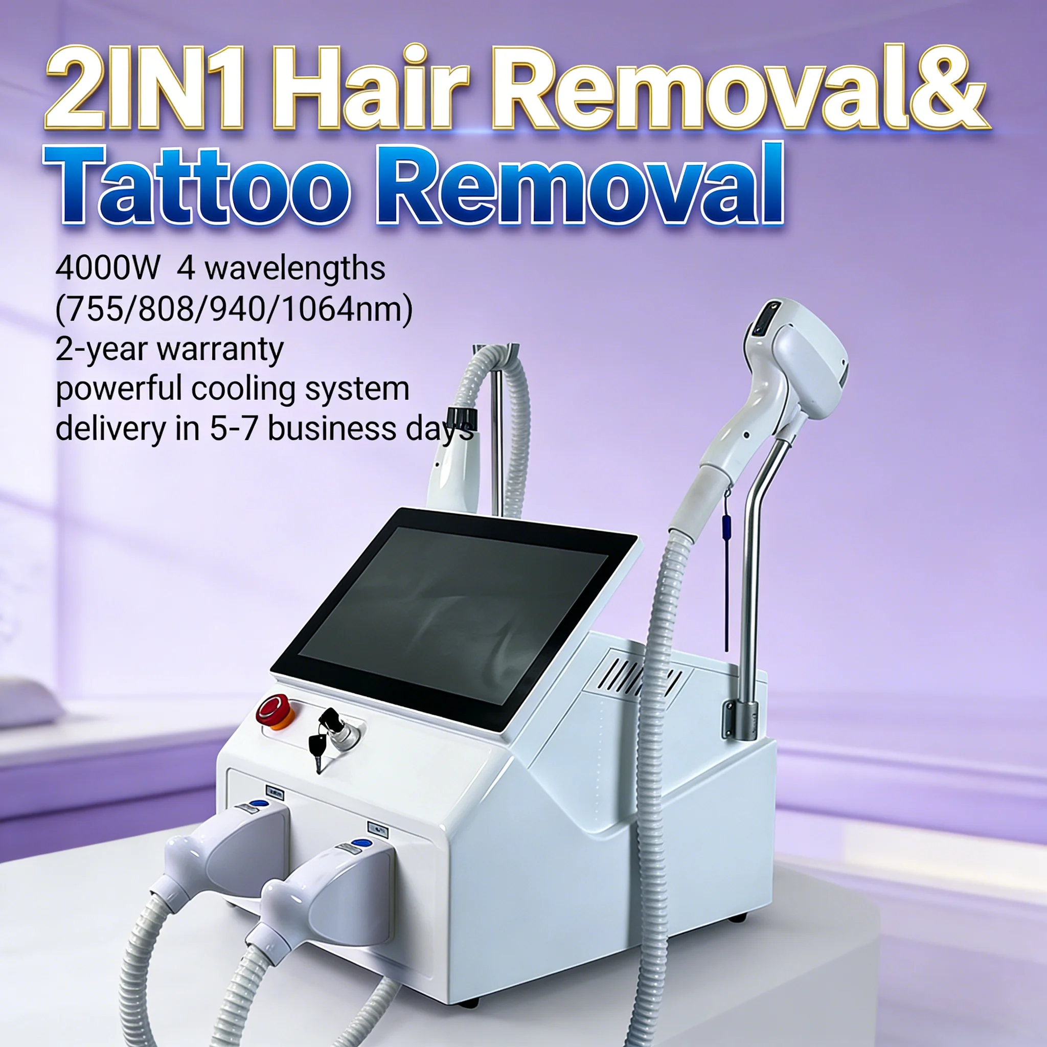 2IN1 Профессиональный 4000 Вт сопрано-диодный ледяной титановый лазер для удаления волос на теле, 808 нм, 4 волны, пико-лазер, постоянный CE для женщин
2IN1 Профессиональный 4000 Вт сопрано-диодный ледяной титановый лазер для удаления волос на теле, 808 нм, 4 волны, пико-лазер, постоянный CE для женщин