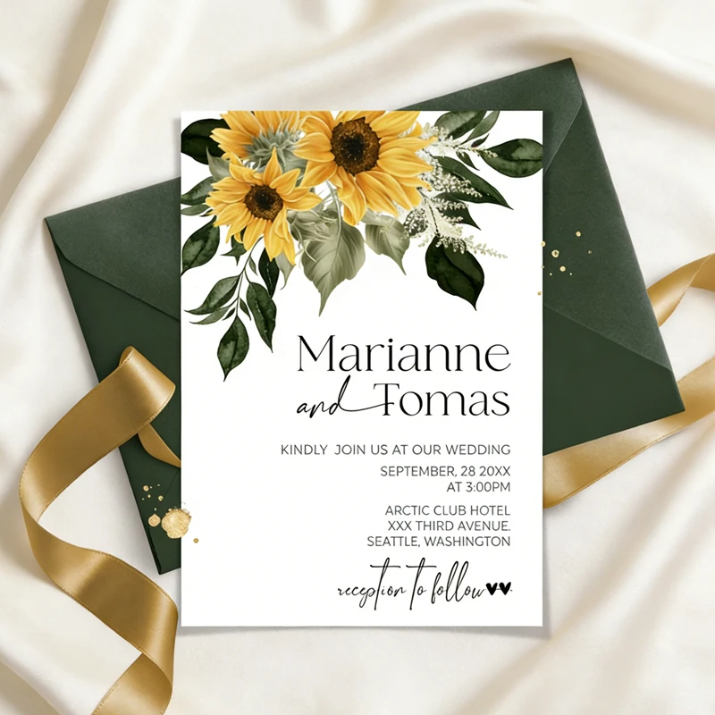 20/50PCS Personalized Wedding Invitation with Envelopes, Custom Invitation Cards for Sunflower Wedding Invitation
20/50PCS Personalized Wedding Invitation with Envelopes, Custom Invitation Cards for Sunflower Wedding Invitation