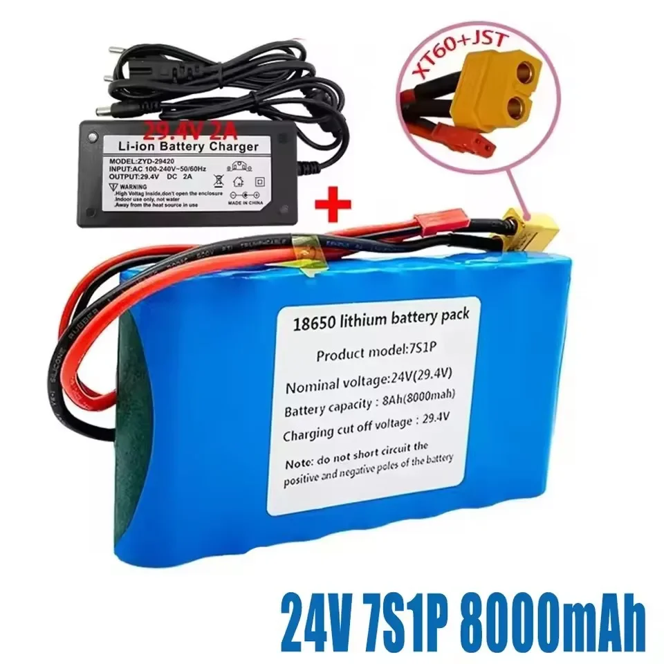 7S1P 24V 8000mAh lithium-ion scooter battery with built-in BMS and 29.4V charger
7S1P 24V 8000mAh lithium-ion scooter battery with built-in BMS and 29.4V charger