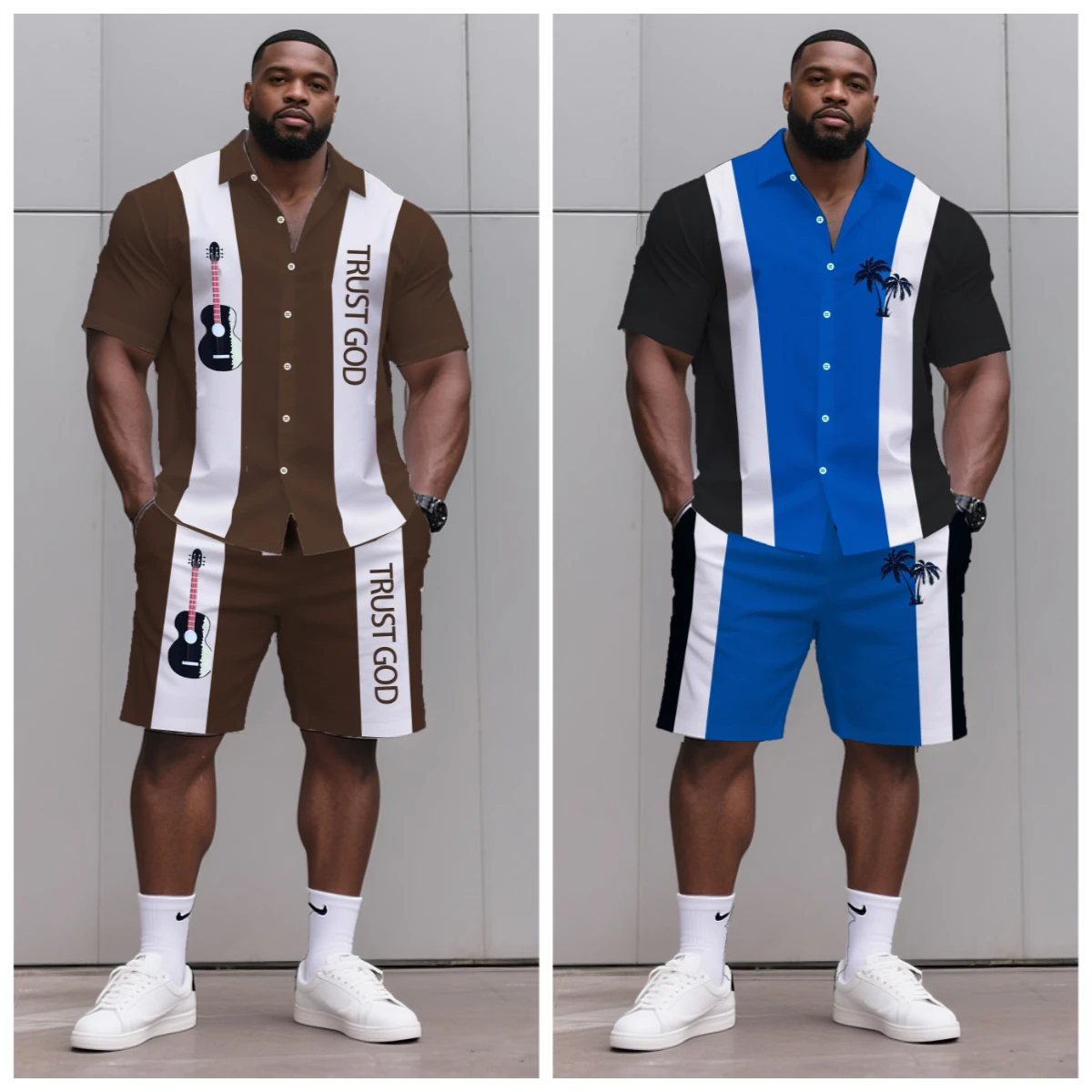 S-9XL Big and Tall Men Summer Color Block Palm Guitar Print Oversized Shirt Shorts Set Multi-Design Casual 2-Piece Outfit
S-9XL Big and Tall Men Summer Color Block Palm Guitar Print Oversized Shirt Shorts Set Multi-Design Casual 2-Piece Outfit
