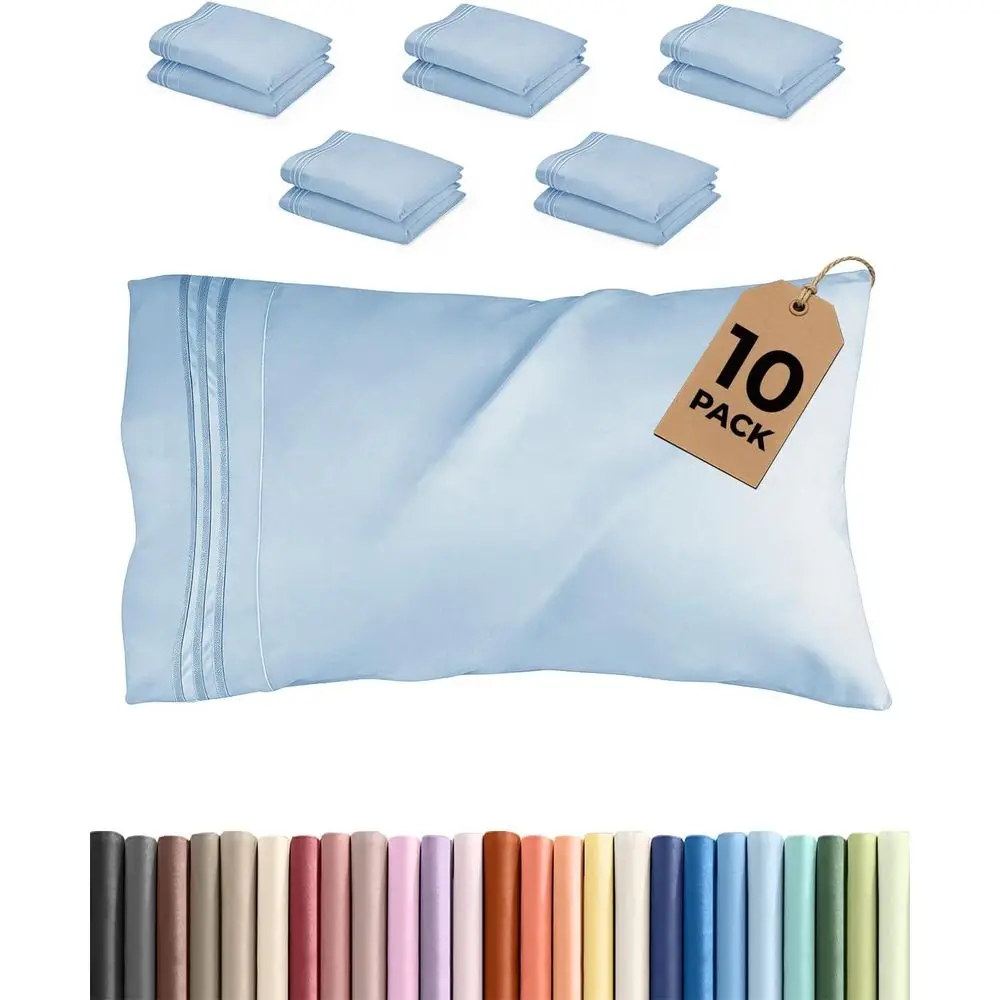 King Pillow Cases Set o 10 - Ultra Sot Hotel Quality Pillowcase Covers - Comy. Cozy & Wrinkle ree - Shrink, Stain and ade Resist
King Pillow Cases Set o 10 - Ultra Sot Hotel Quality Pillowcase Covers - Comy. Cozy & Wrinkle ree - Shrink, Stain and ade Resist