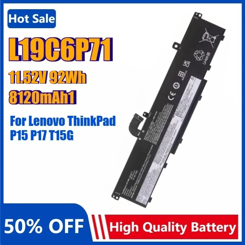 L19C6P71 Laptop Battery for Lenovo ThinkPad P15 P17 T15G Gen1 20SN 20SQ 20ST 20SU 5B10W13958 W13959 SB10T83202 TP00124A L19L6P71
L19C6P71 Laptop Battery for Lenovo ThinkPad P15 P17 T15G Gen1 20SN 20SQ 20ST 20SU 5B10W13958 W13959 SB10T83202 TP00124A L19L6P71