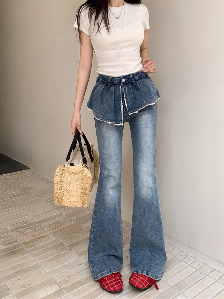 Retro Blue Rhinestone Embellished Bowtie Wide Leg Jeans Flared Pants Slimming Effect Summer New Arrival Women's Casual Jeans
Retro Blue Rhinestone Embellished Bowtie Wide Leg Jeans Flared Pants Slimming Effect Summer New Arrival Women's Casual Jeans