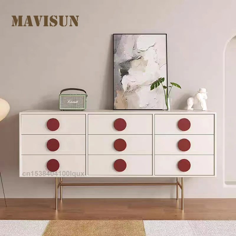 Italian White Cabinet With Red Circular Knobs 9 - Drawer Organizer For Living Room Solid Wood 1.5 Meters Household Side Cabinet
Italian White Cabinet With Red Circular Knobs 9 - Drawer Organizer For Living Room Solid Wood 1.5 Meters Household Side Cabinet
