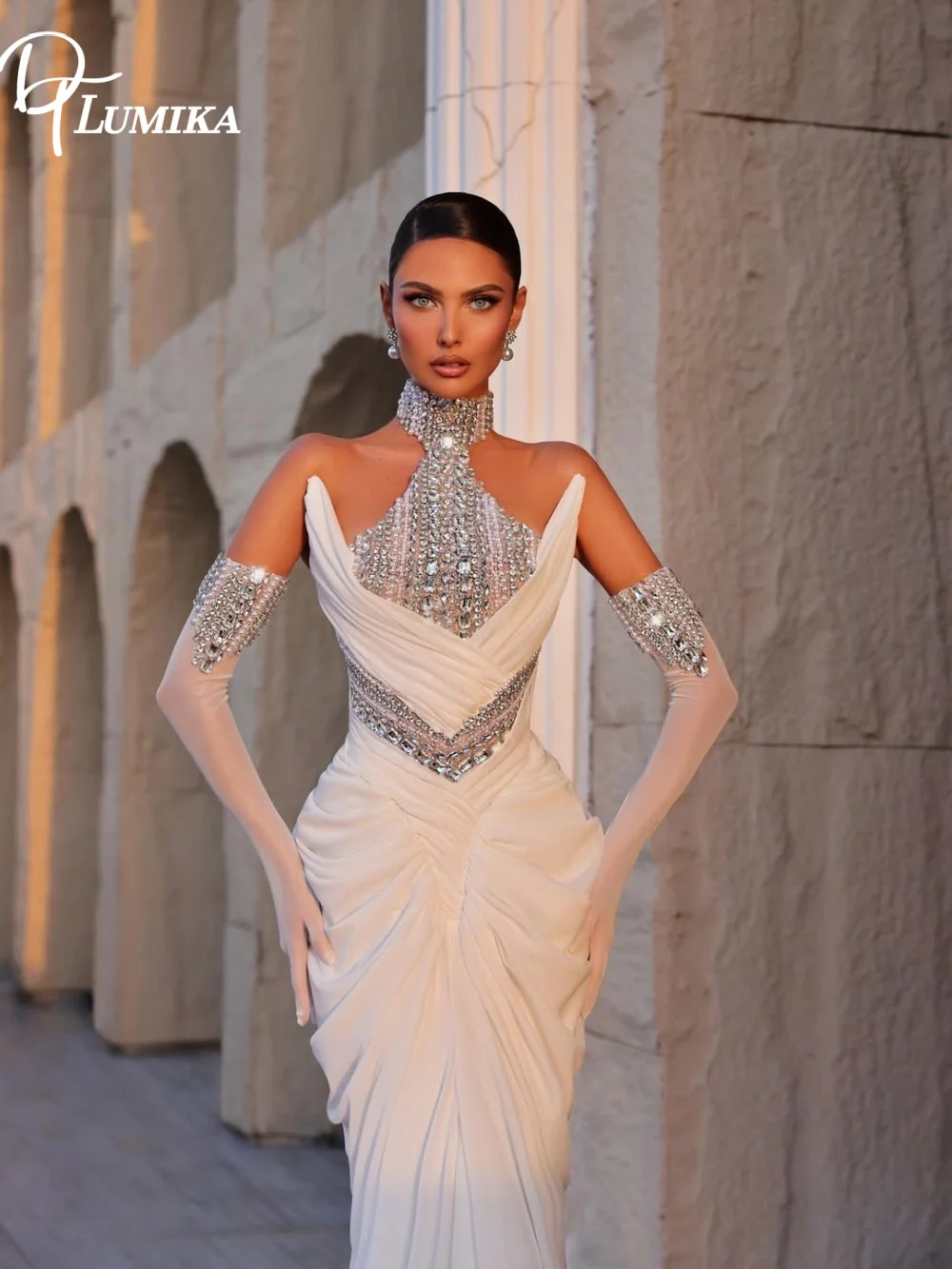 Elegant High Neck Satin Wedding Dress Crystal Details Luxury Bridal Gown 2026 Customized Vestido No Gloves De Novia for Bride
Elegant High Neck Satin Wedding Dress Crystal Details Luxury Bridal Gown 2026 Customized Vestido No Gloves De Novia for Bride