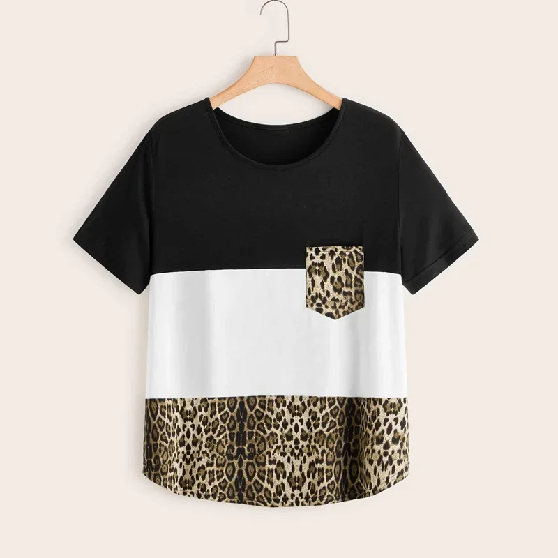 Plus Size Loose Leopard T-shirt Women Short Sleeve Black And White Casual Summer Top Pocket Front Tee Ladies Large Size 7XL 8XL
Plus Size Loose Leopard T-shirt Women Short Sleeve Black And White Casual Summer Top Pocket Front Tee Ladies Large Size 7XL 8XL