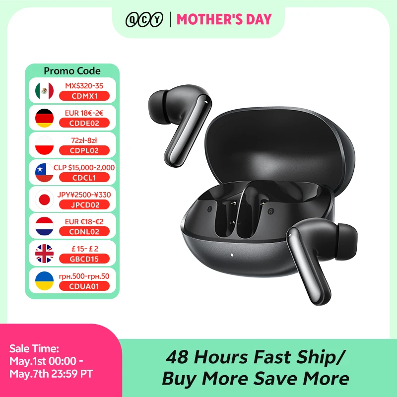 QCY Melobuds N20 BH25HT20A Wireless Bluetooth 6.0 Earphone -50dB Adaptive ANC 13mm Drivers Headsets 6 Mics HD Calls Earbud 40Hrs
QCY Melobuds N20 BH25HT20A Wireless Bluetooth 6.0 Earphone -50dB Adaptive ANC 13mm Drivers Headsets 6 Mics HD Calls Earbud 40Hrs